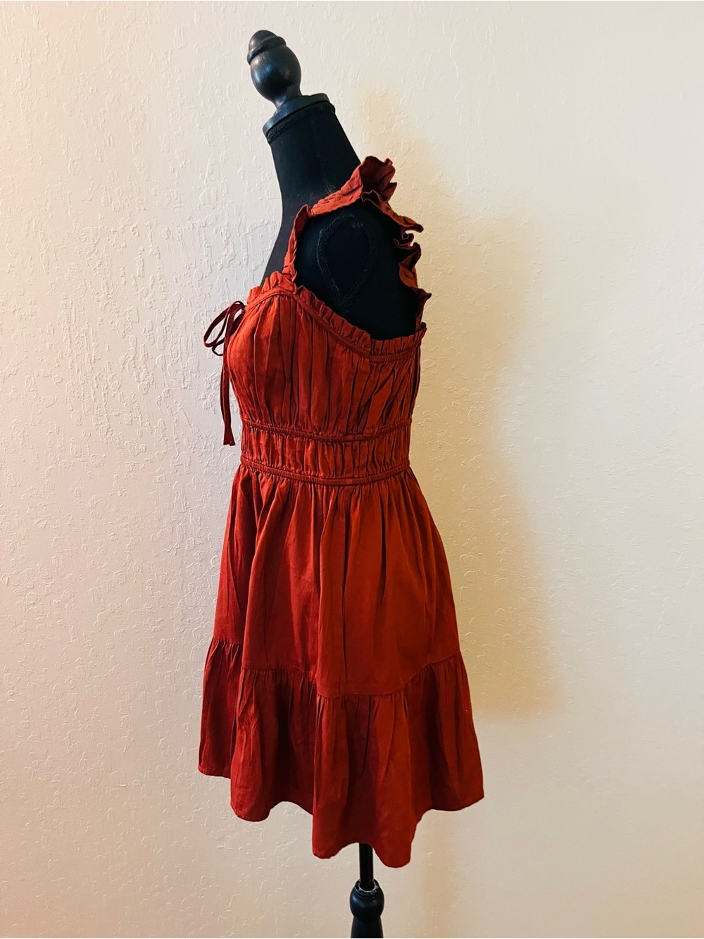 GAP Rust-Red Ruffle Strap Mini Dress - Picture 3 of 6